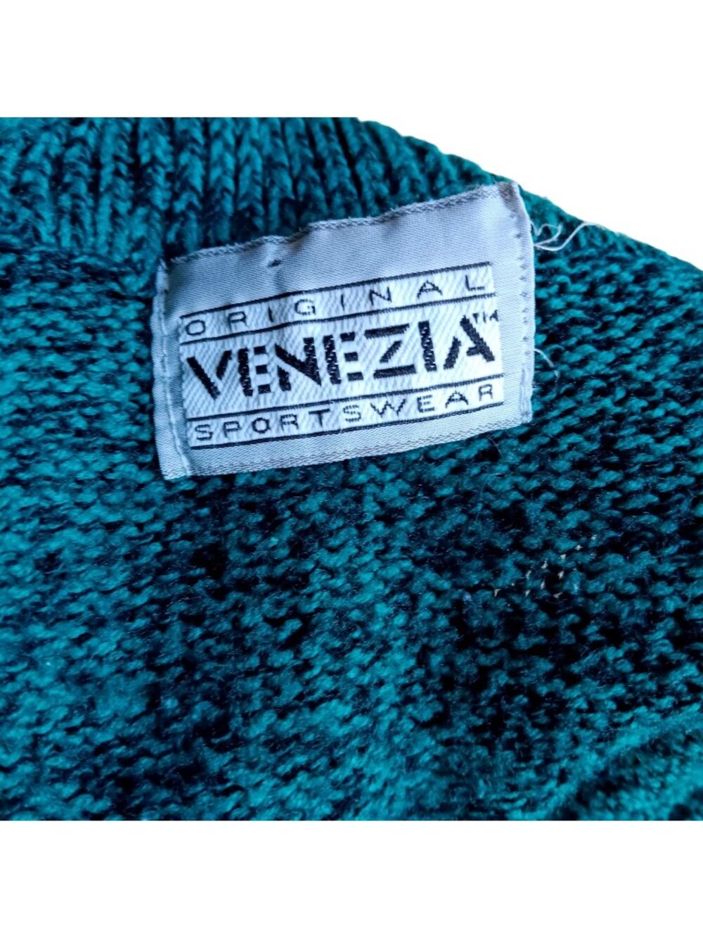 True Vintage Sweater Venezia Sportswear Pullover Green Knit OSFA One Size 90s